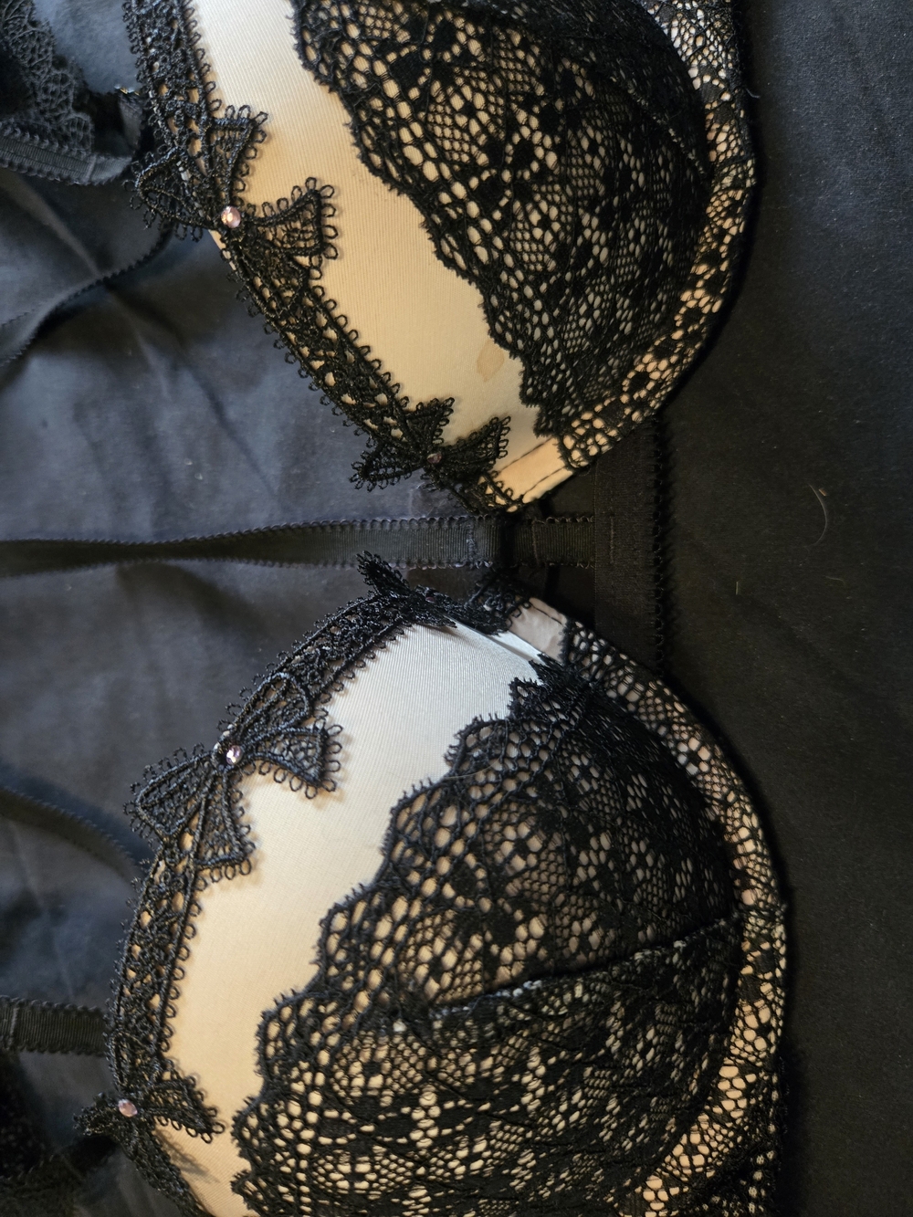 Nude & Black Lace Underwire Bra - Victoria's Secret